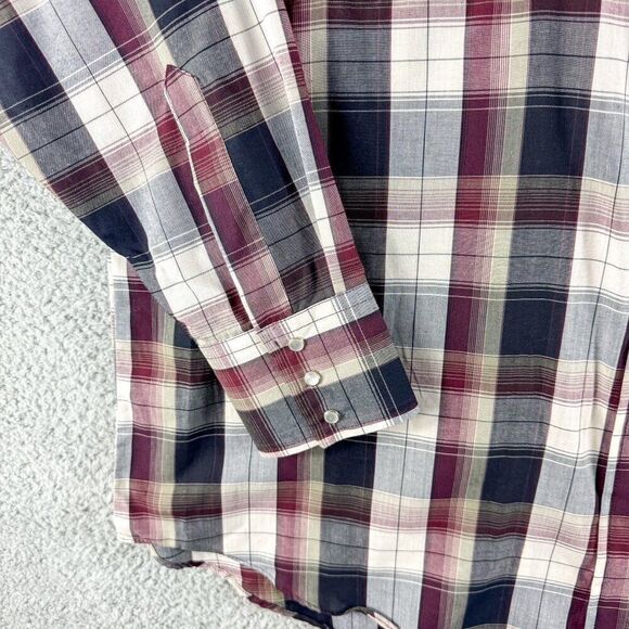 Plains Western Shirt Mens Extra Large Red Plaid Pearl Snap Cowboy Southwest - Picture 5 of 11